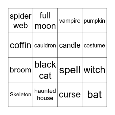 Halloween Party CNA Bingo Card