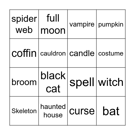 Halloween Party CNA Bingo Card