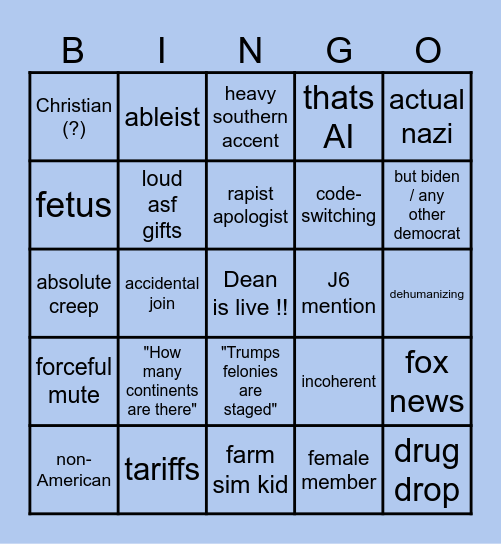 PARKER / DEAN BINGO PT2 Bingo Card