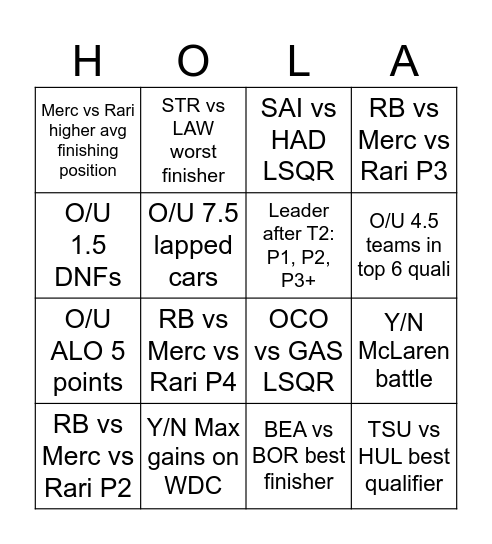 Mexico 25 Bingo Card