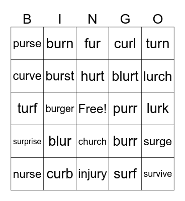 Level G: R-controlled-ur Bingo Card