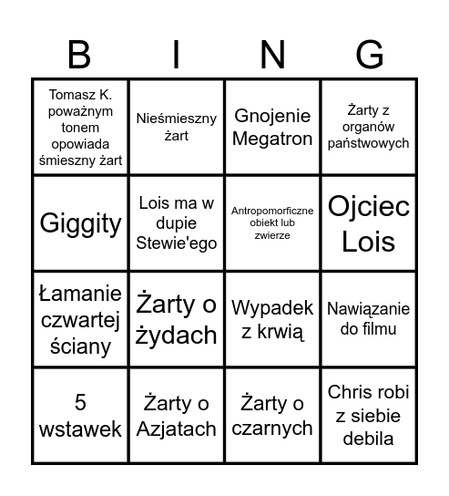 Głowa Rodziny Bingo Card