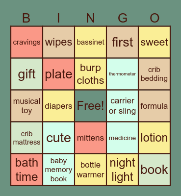 Baby Bingo! Bingo Card