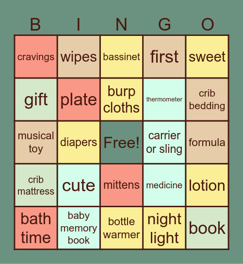 Baby Bingo! Bingo Card