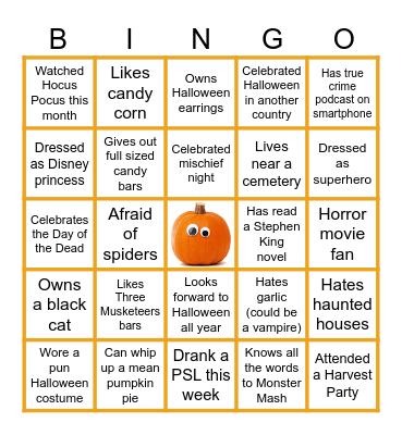 Halloween Team Building Bingo Card