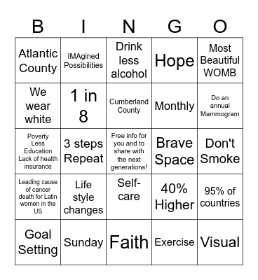 October Sister Circle Sunday Bingo Card