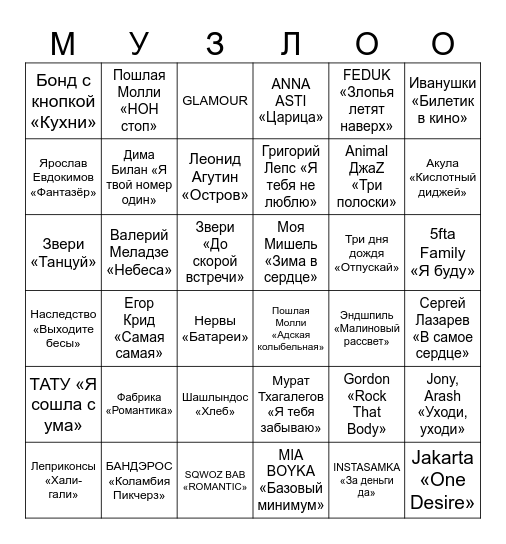 SUBBOTNICA Bingo Card