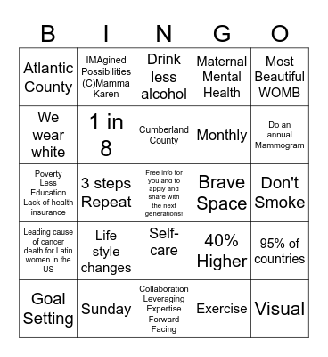 October Sister Circle Sunday Bingo Card