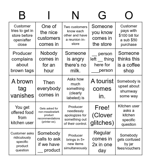 Market Bingo Card