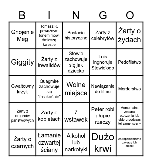 Głowa Rodziny Bingo Card