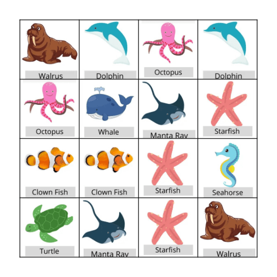 Ocean Bingo Card