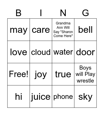 Holiday Fun Bingo Card
