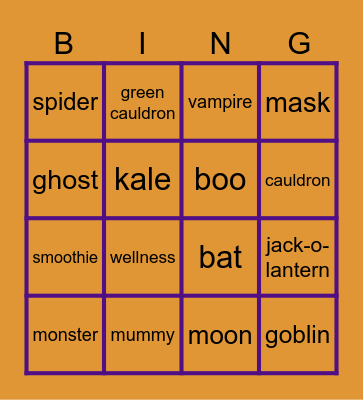 NAT BINGO 2nd place Bingo Card