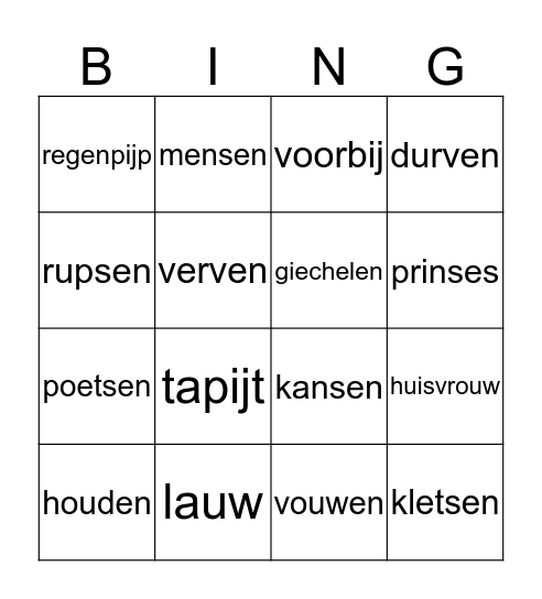belachelijk Bingo Card