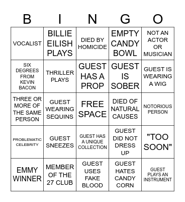 DEAD CARPET Bingo Card
