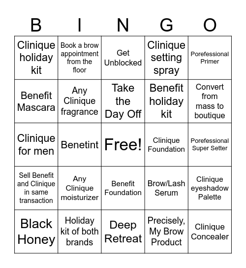 Beauty Bingo! Bingo Card