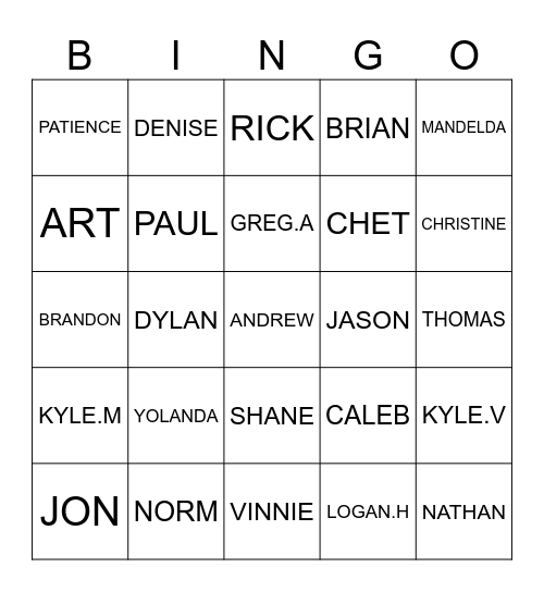 WEST CENTRAL Bingo Card