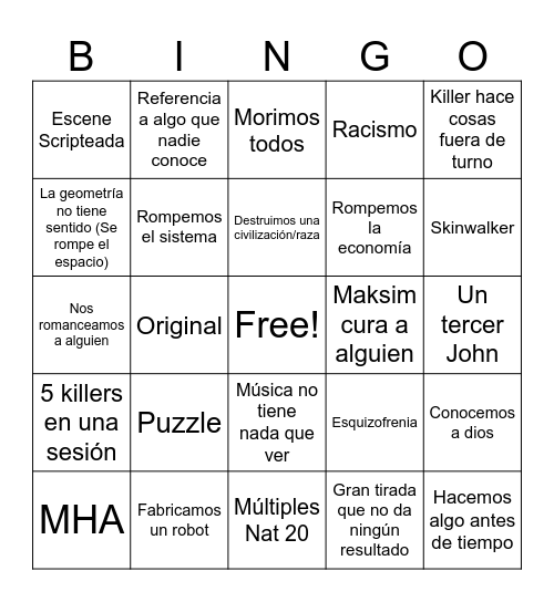 DNK DAVID Bingo Card