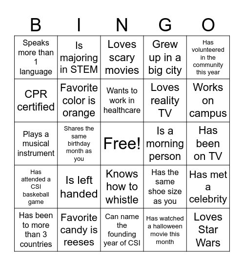 Eagle Leads Human Bingo! Bingo Card