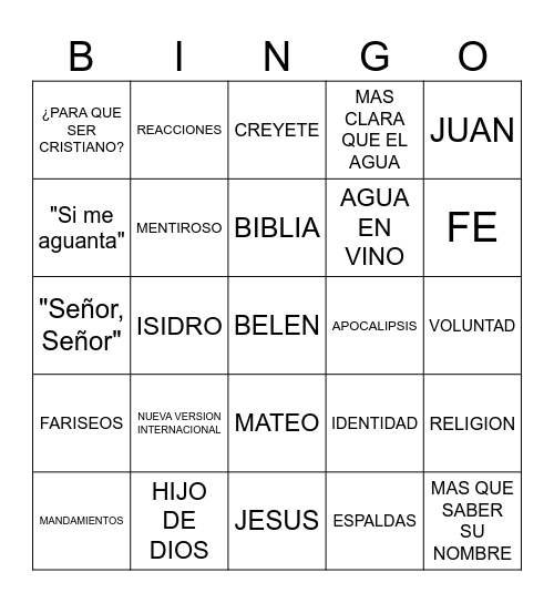 MAS QUE SABER SU NOMBRE Bingo Card