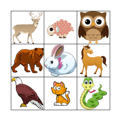 Animal Bingo Card