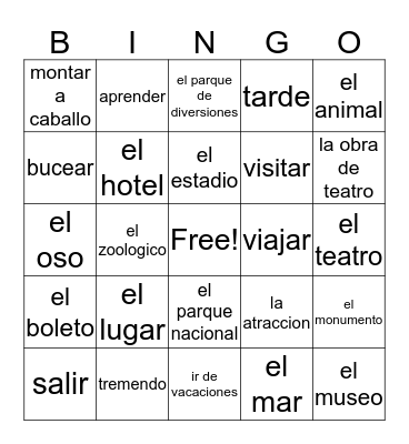 Experiencias Bingo Card