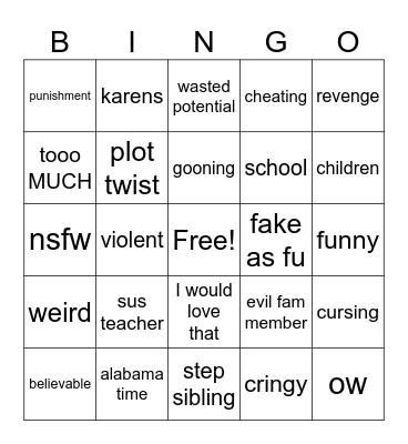 sus reddit stories Bingo Card