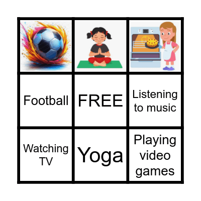 Leisure Time Activities Bingo Card