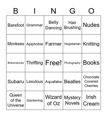 Michelle 70 Bingo Card