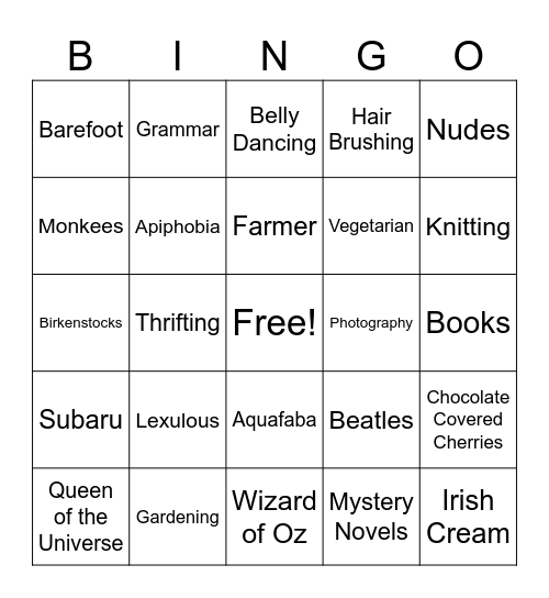 Michelle 70 Bingo Card