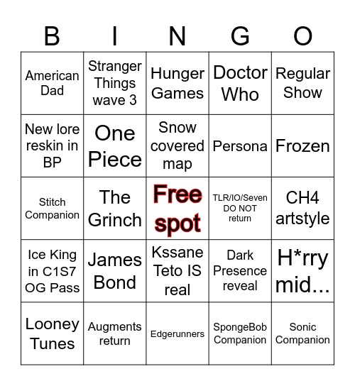 Chapter 7 Bingo Card