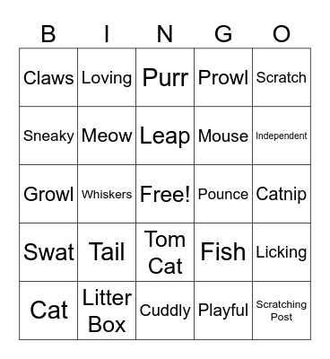 Cat Bingo Card