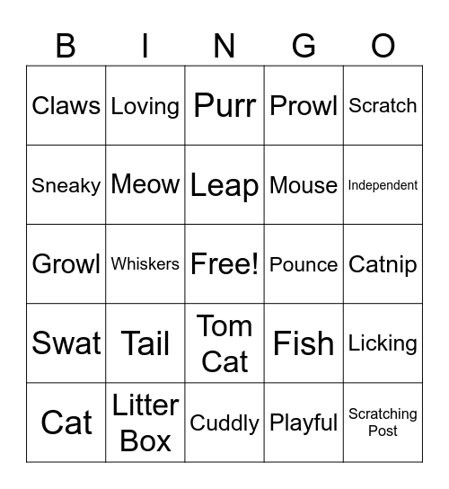 Cat Bingo Card