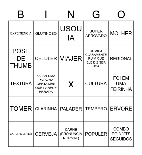 BINGO DO QUERNE Bingo Card