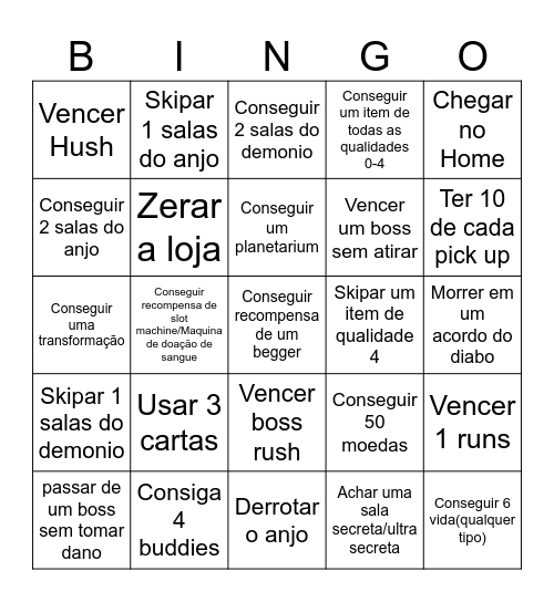 Isaac bingo Card