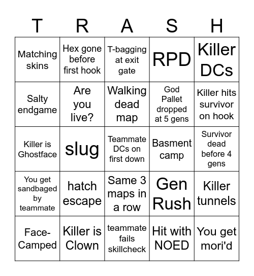 Ultimate DBD Bingo Card