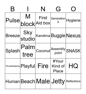 Kandima Induction Bingo Card