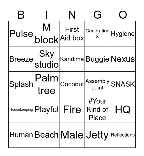 Kandima Induction Bingo Card