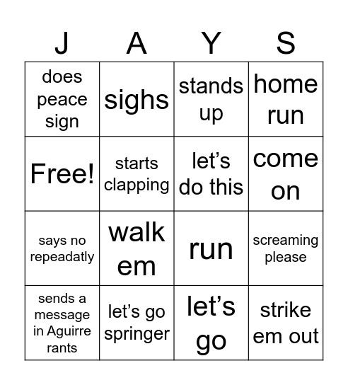 Dad Bingo Card