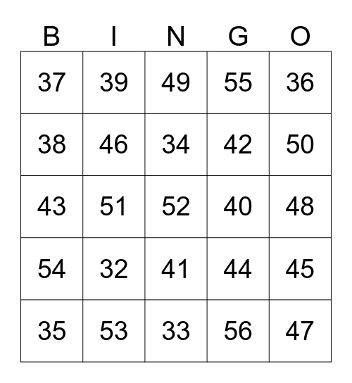 Sinterbingo Card