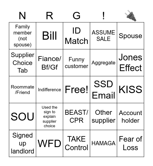 Sales Bingo Card