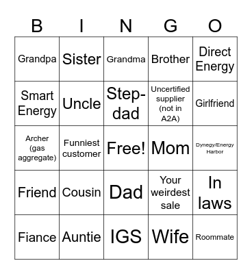 Sales Bingo Card
