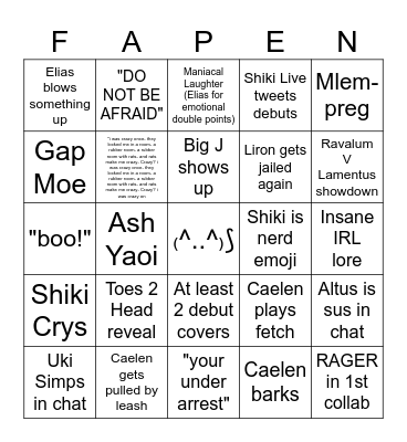 Gen 3 Debut Bingo Card