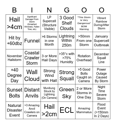 STORM SEASON BINGO (Starting AUG 16) Bingo Card