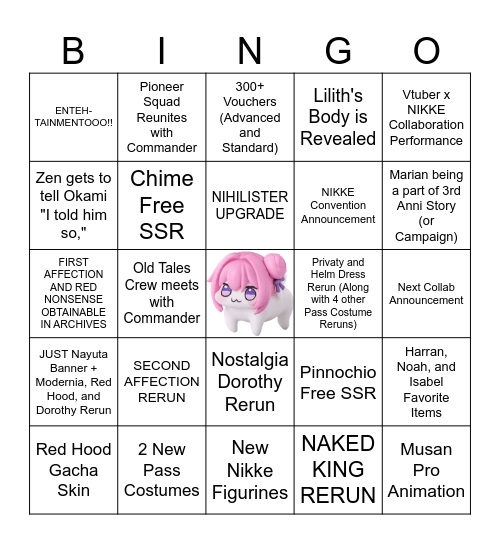 GODDESS OF VICTORY: NIKKE 3RD ANNIVERSARY Bingo Card