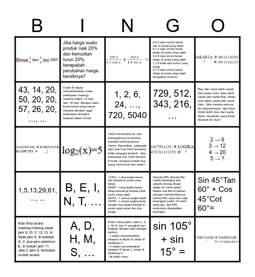 DATA BINGO Card