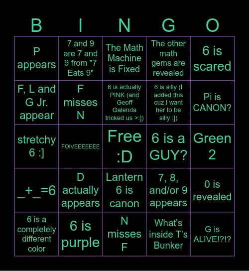 6 | Number Lore Bingo Card