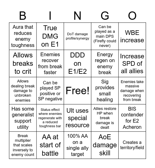 Dahlia Kit Bingo Card
