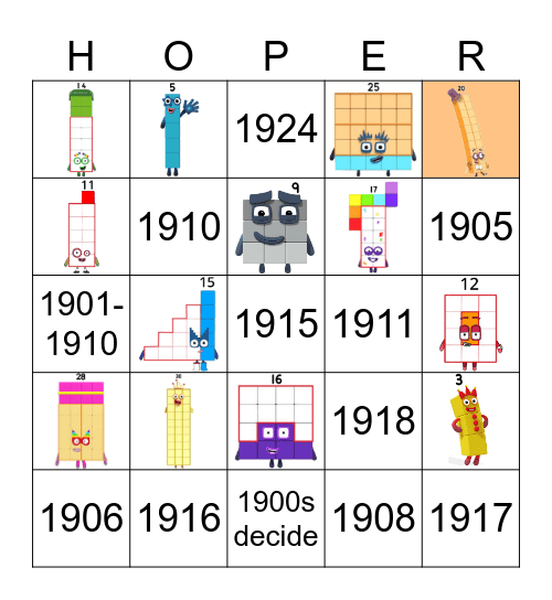 Number blocks Bingo Card