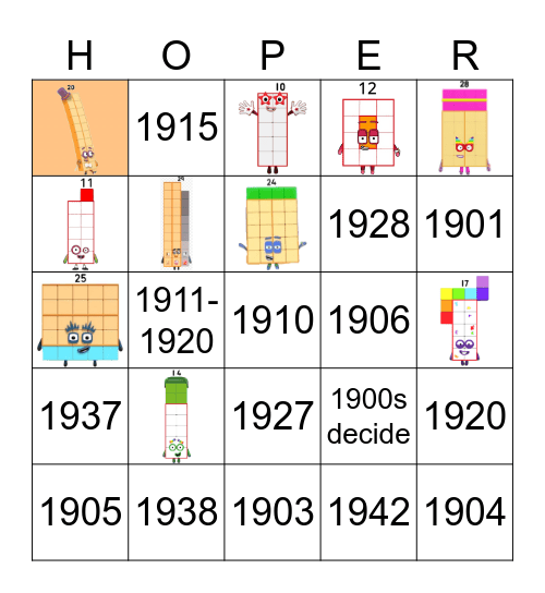 Number blocks Bingo Card